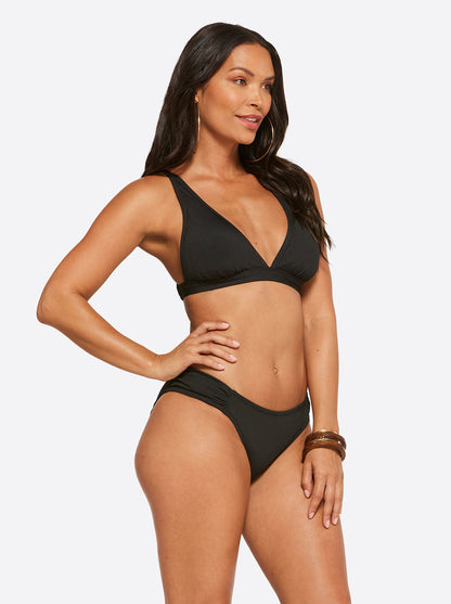 Textured Solids Full Support Triangle Bra in Black - Jessica Simpson Women