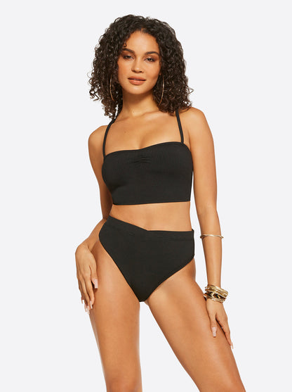 Textured Solids Open Back Tank in Black - Jessica Simpson Women