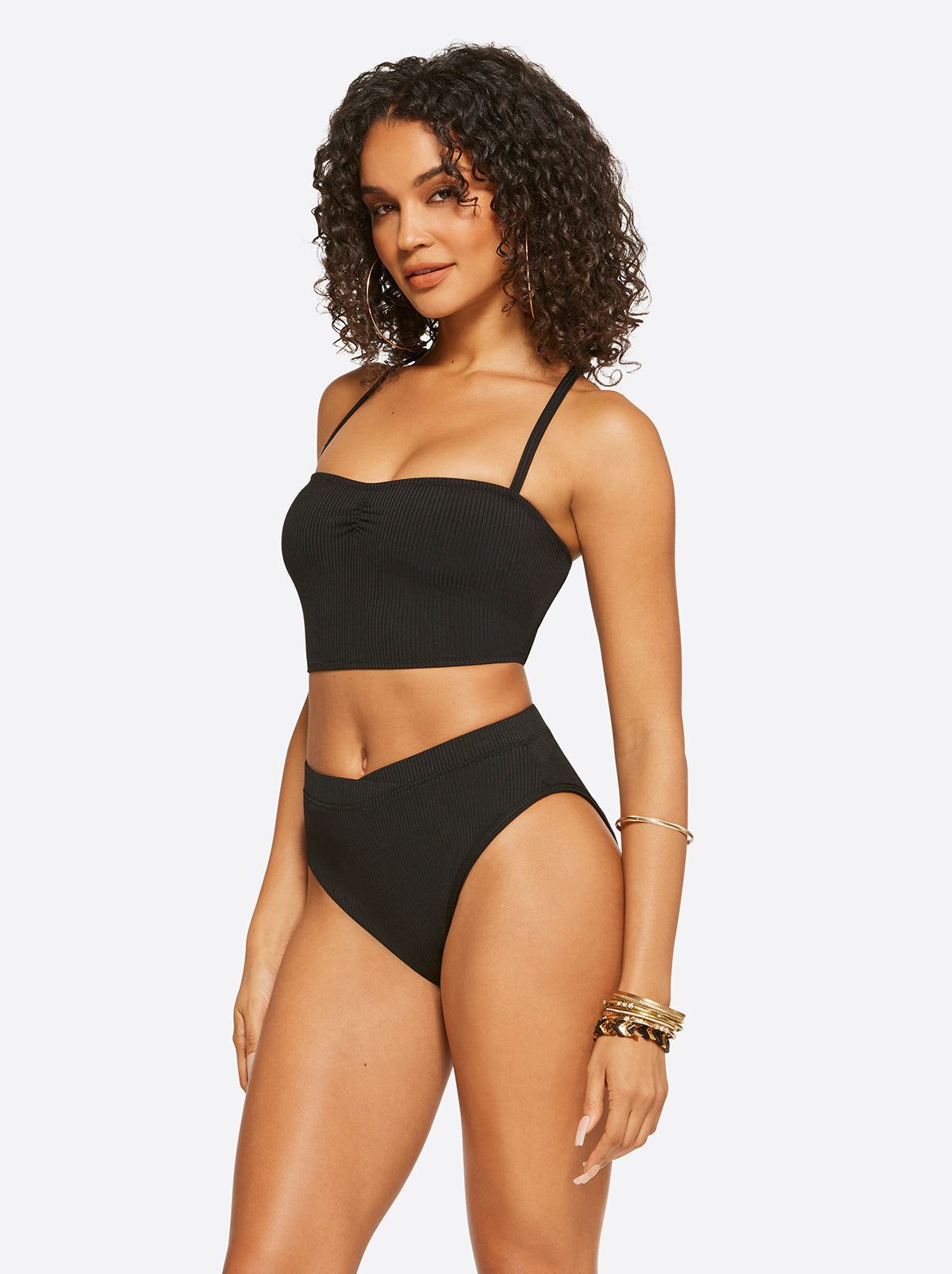 Textured Solids Open Back Tank in Black - Jessica Simpson Women