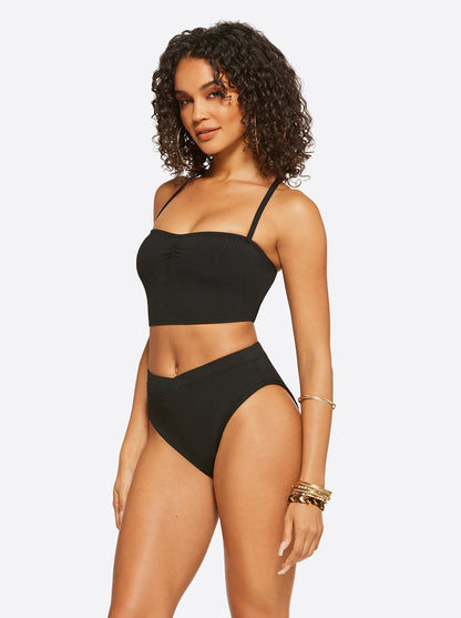 Textured Solids Open Back Tank in Black - Jessica Simpson Women
