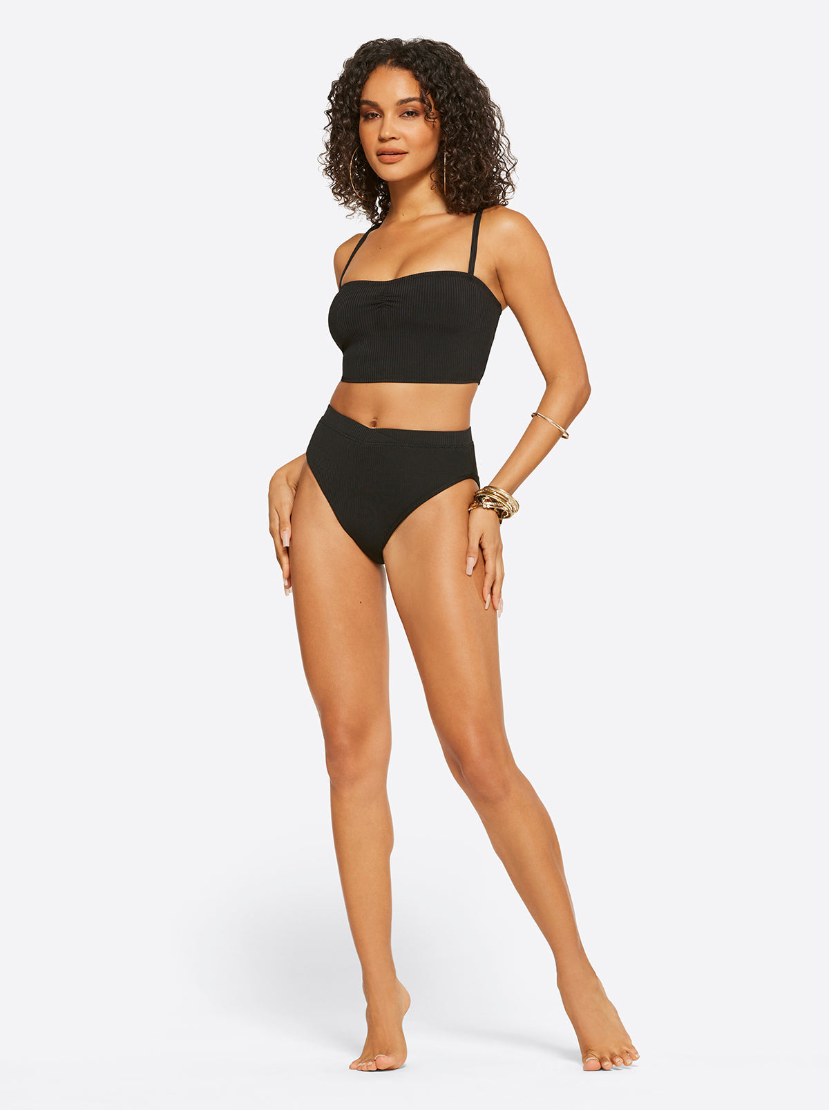 Textured Solids Open Back Tank in Black - Jessica Simpson Women