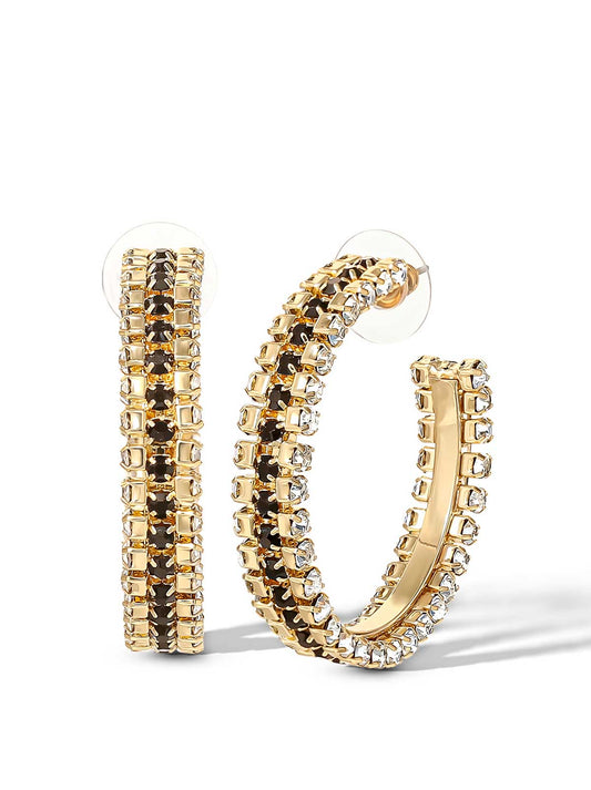 Black And White Crystal Hoop Earrings - Jessica Simpson Accessories