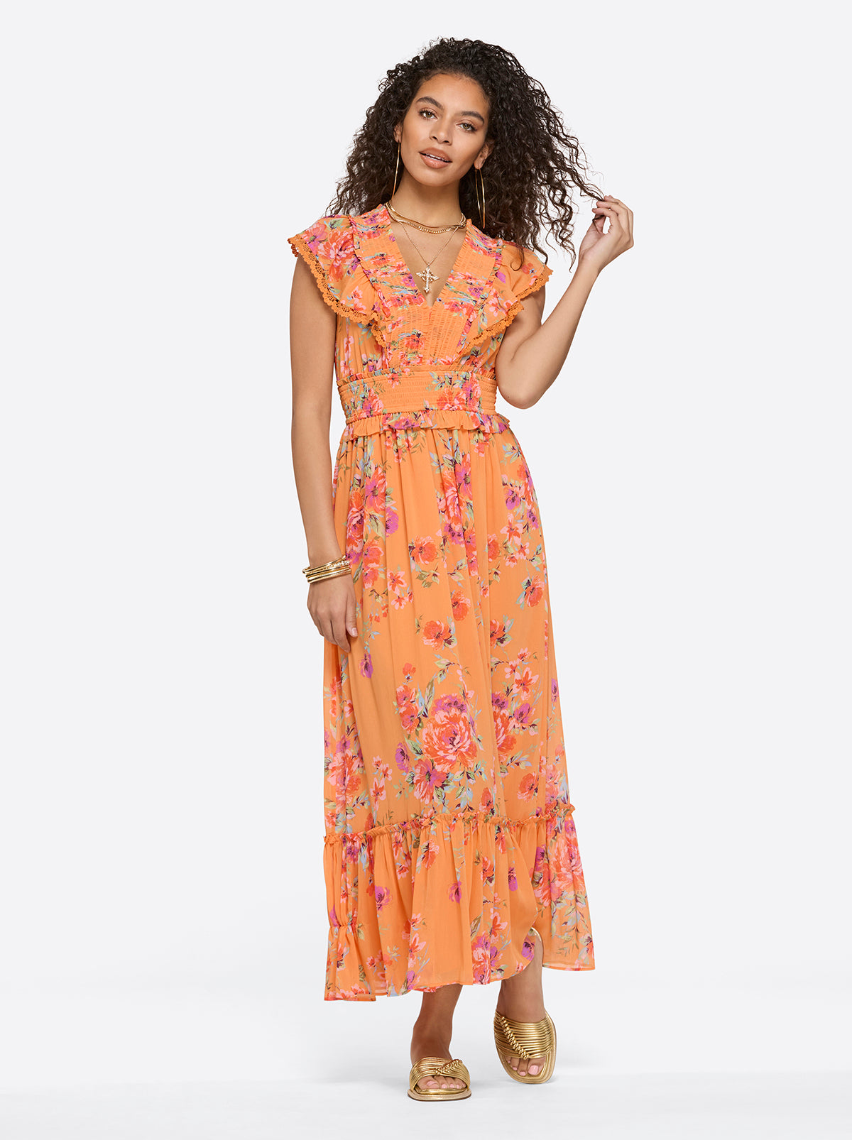 Phillipa Maxi Dress in Watercolor Roses - Jessica Simpson Women