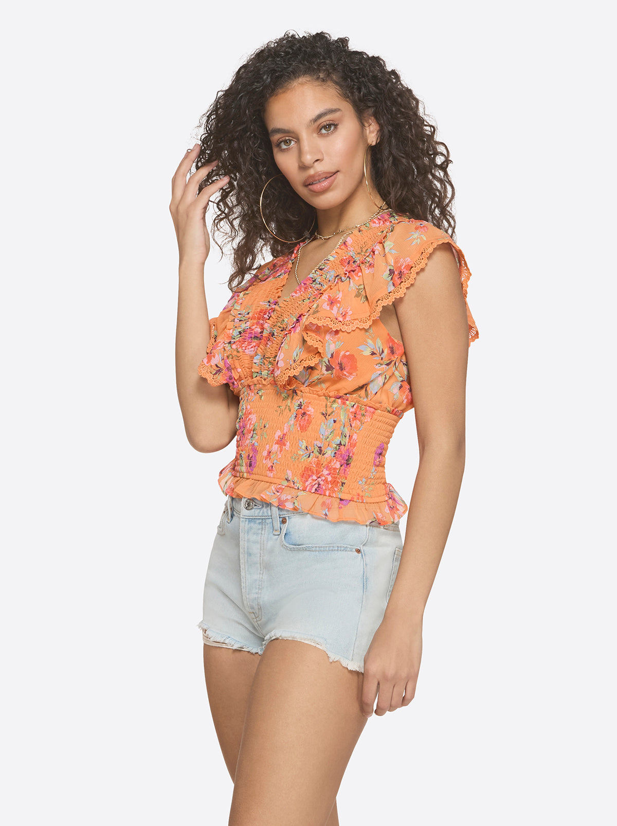 Lilianna Top in Watercolor Roses - Jessica Simpson Women