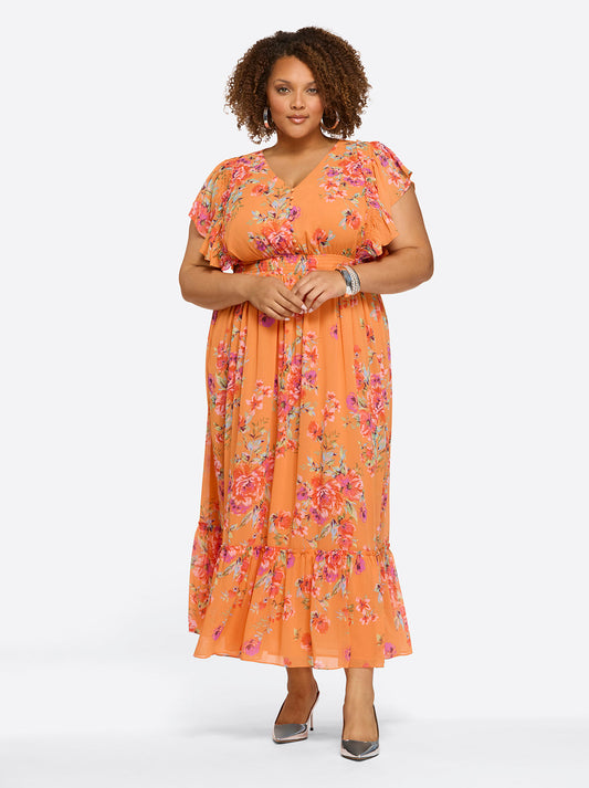 Althea Maxi Dress in Watercolor Roses - Jessica Simpson Women