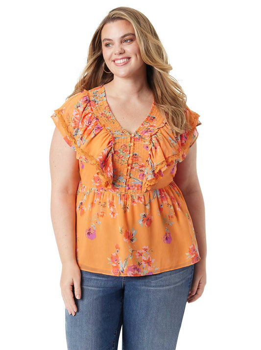 Nori Top in Watercolor Roses - Jessica Simpson Women