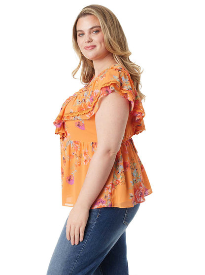 Nori Top in Watercolor Roses - Jessica Simpson Women