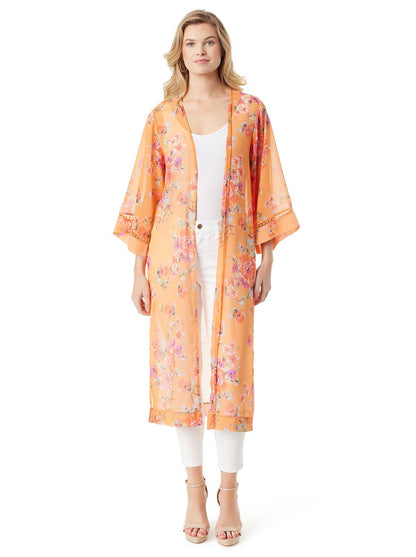 Caelan Kimono in Watercolor Roses - Jessica Simpson Women