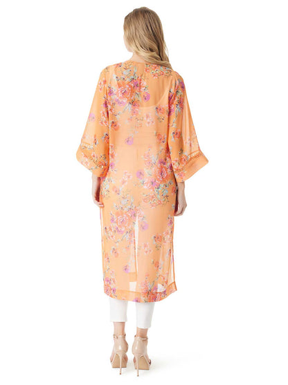 Caelan Kimono in Watercolor Roses - Jessica Simpson Women