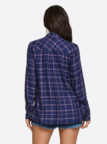 Petunia Shirt in Ocean Cavern Plaid - Jessica Simpson Women