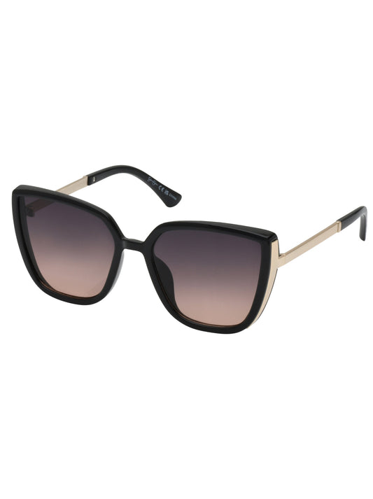 Cat Eye Sunglasses with Metal Temple in Black - Jessica Simpson Accessories