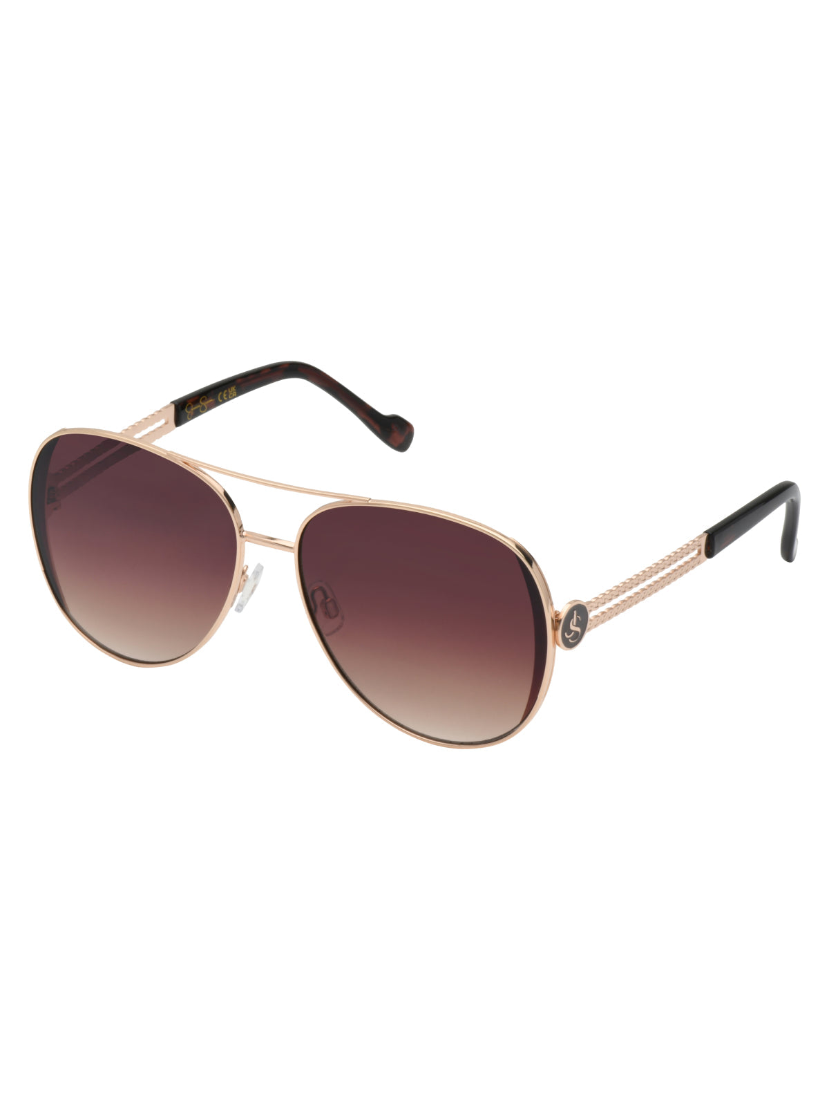 Stylish Metal Aviator Sunglasses in Gold & Tortoise - Jessica Simpson Accessories