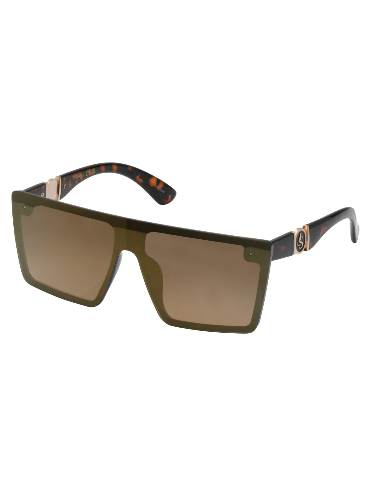 Oversized Square Shield Sunglasses in Tortoise - Jessica Simpson Accessories