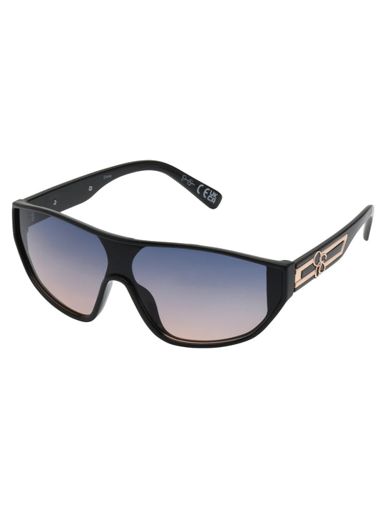 Wrap-Around Shield Sunglasses in Black - Jessica Simpson Accessories