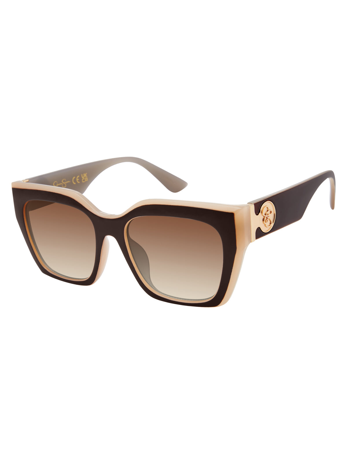 Retro Two Tone Cat Eye Sunglasses in Brown & Nude - Jessica Simpson Accessories