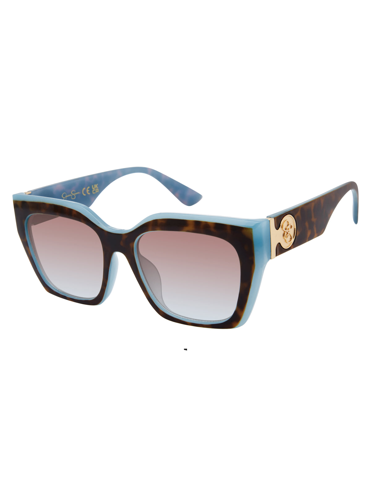 Retro Two Tone Cat Eye Sunglasses in Tortoise & Blue - Jessica Simpson Accessories