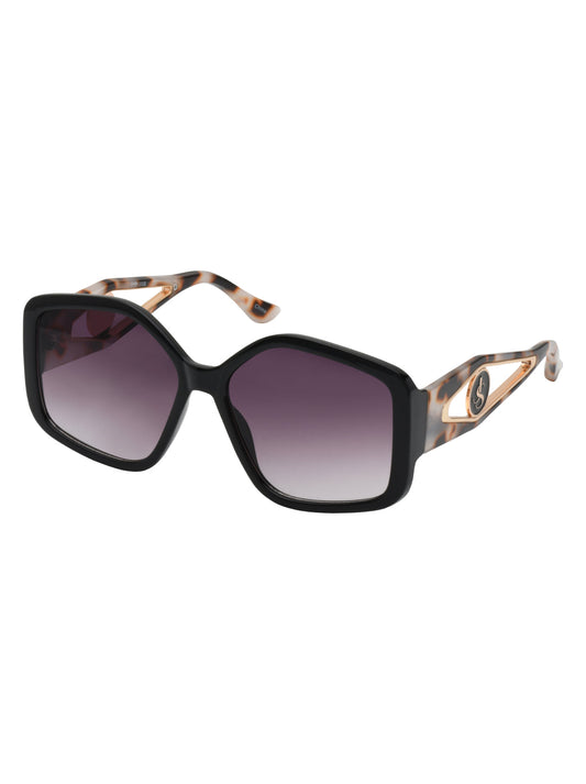 Oversized Geometric Sunglasses in Black & Tortoise - Jessica Simpson Accessories