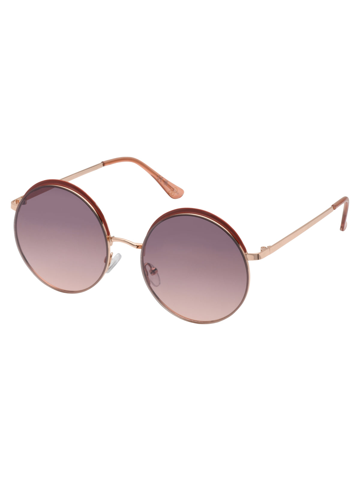 Vintage Round Metal Sunglasses in Rose Gold & Tan - Jessica Simpson Accessories