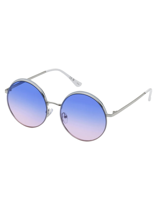 Vintage Metal Round Sunglasses in Silver & White - Jessica Simpson Accessories