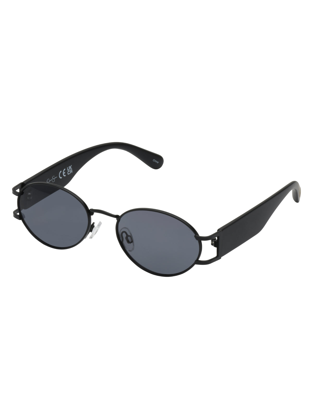 Retro Vintage Metal Oval Sunglasses in Black - Jessica Simpson Accessories