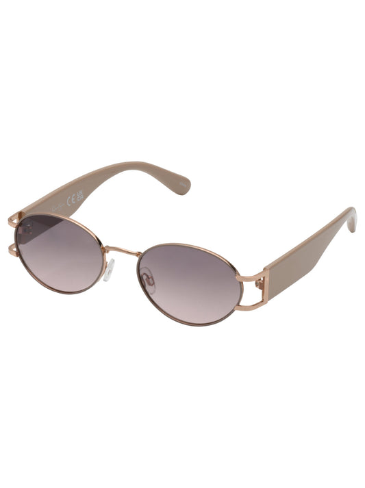 Retro Vintage Metal Oval Sunglasses in Nude - Jessica Simpson Accessories