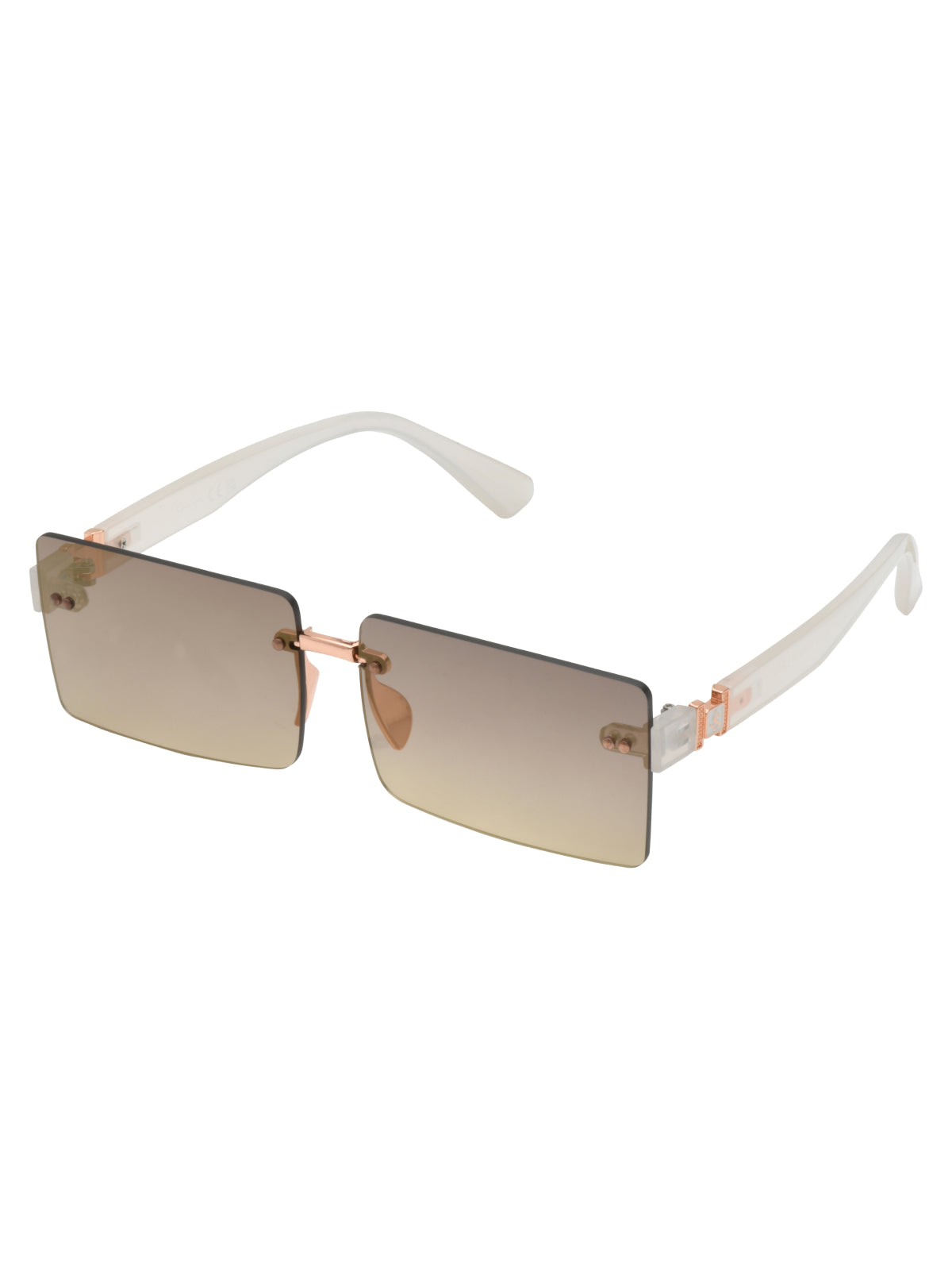Sleek Rectangular Metal Sunglasses in Rose Gold & Cream - Jessica Simpson Accessories