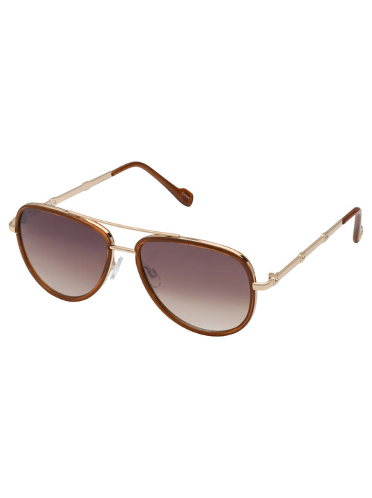 Modern Metal Aviator Sunglasses in Gold & Brown - Jessica Simpson Accessories