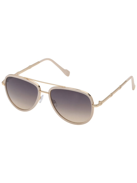 Modern Metal Aviator Sunglasses in Gold & Cream - Jessica Simpson Accessories