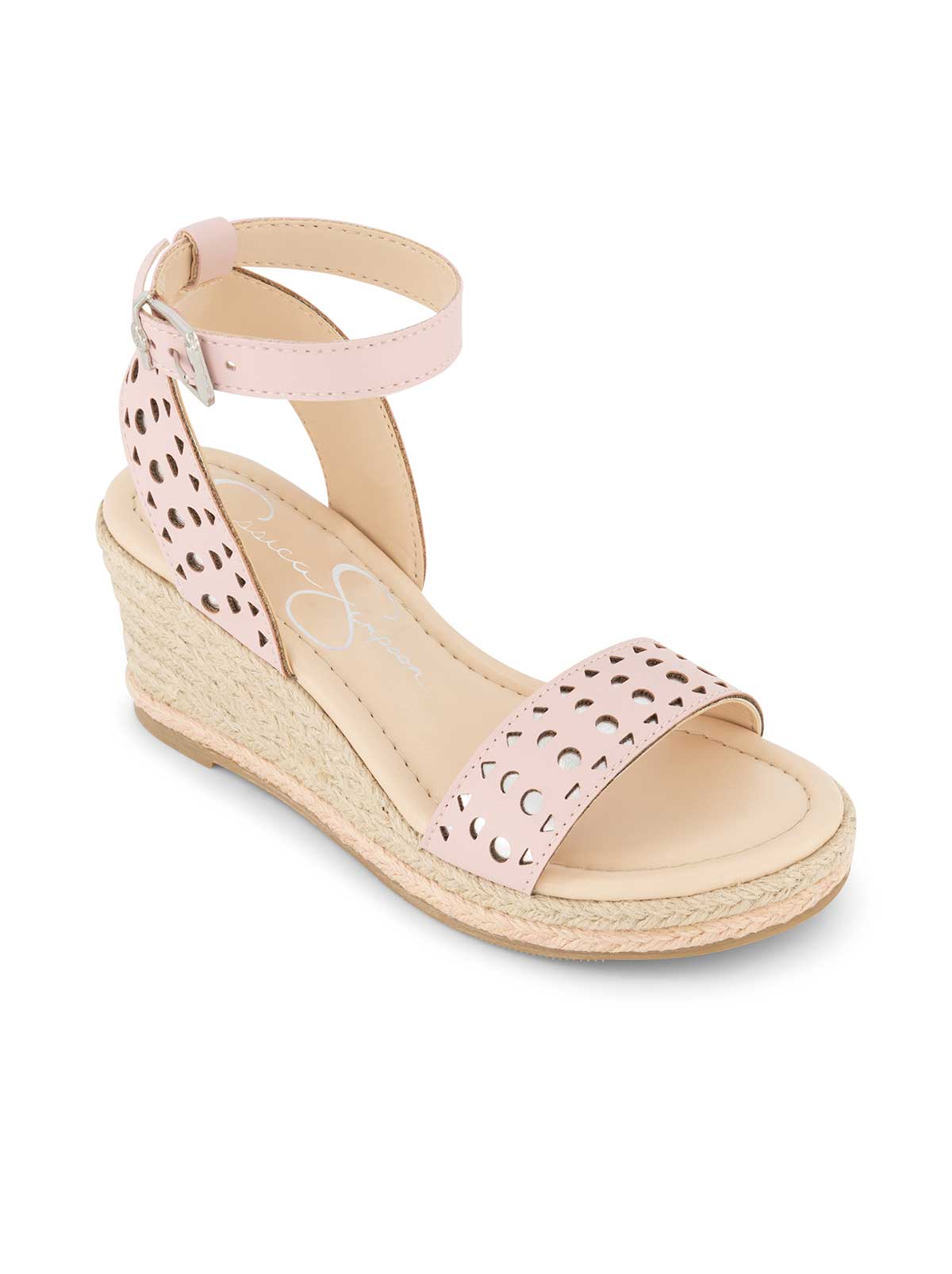 Girls' Asha Perforated Wedge Sandal in Blush - Jessica Simpson Women