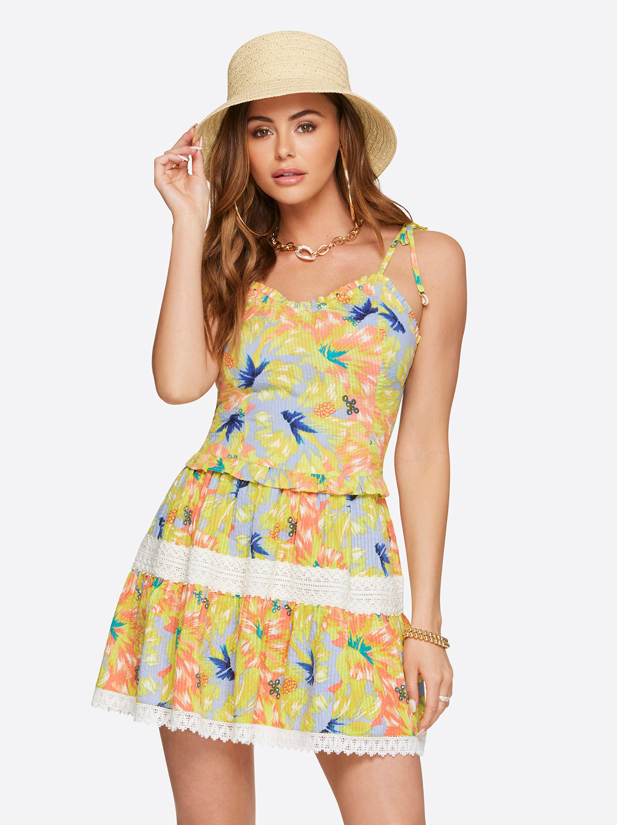 Clare Peplum Tank in Candy Hibiscus - Jessica Simpson Women
