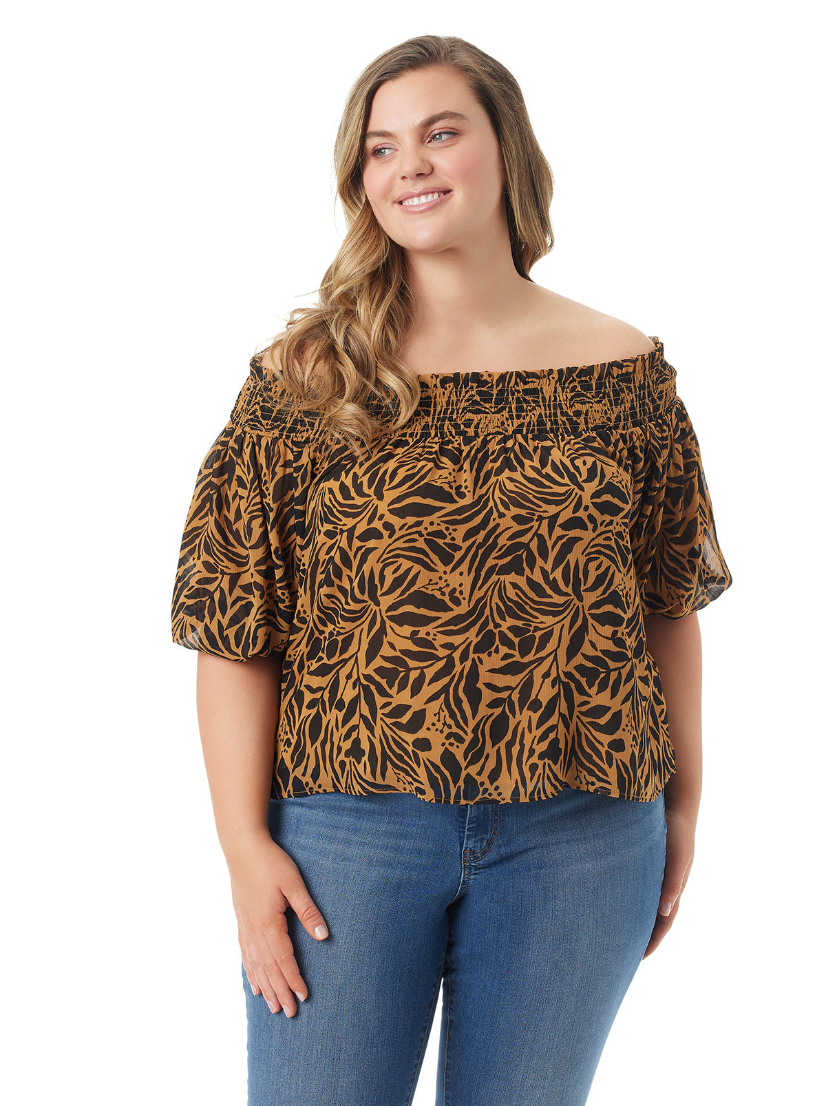 Rosiya Off Shoulder Top in Zebra Floral - Jessica Simpson Women