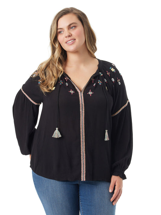 Lissy Embellished Top in Black - Jessica Simpson Women