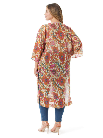 Calie Kimono in Apricot Sherbet Paisley - Jessica Simpson Women