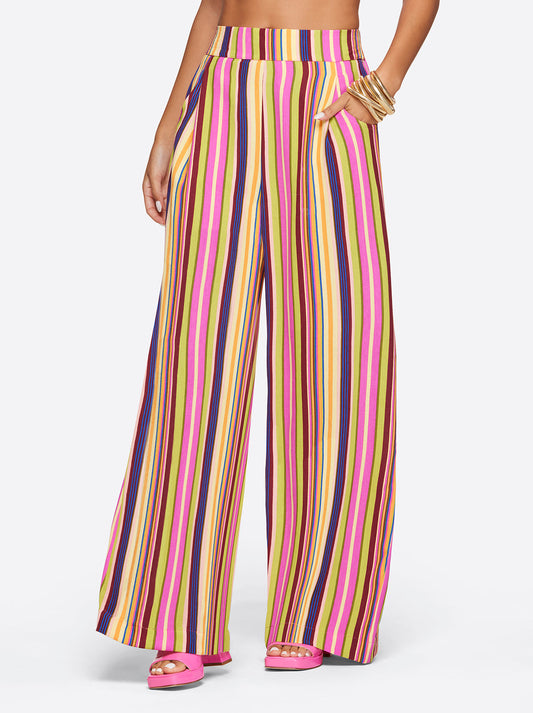 Winnie Wide Leg Pants in Rainbow Stripe - Jessica Simpson Women