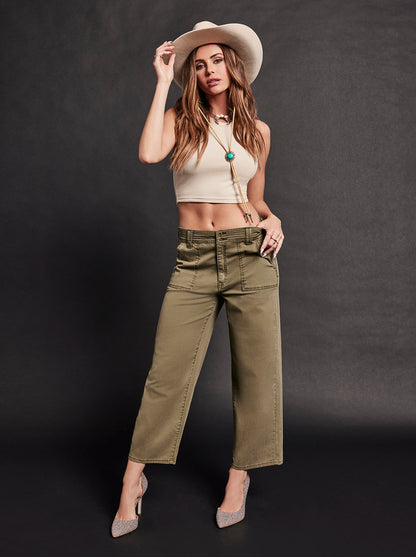 Wide Leg Chino in Bronze Green - Jessica Simpson Women