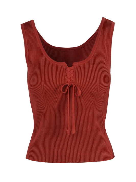 Johanna Lace Up Tank in Chili Oil - Jessica Simpson Women