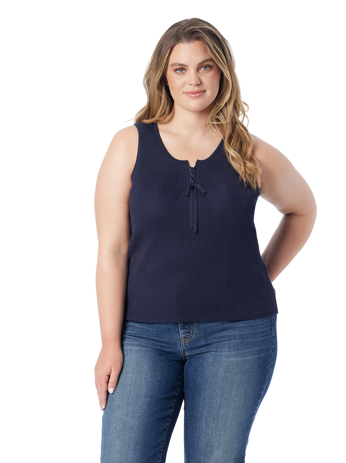 Johanna Lace Up Tank in After Midnight - Jessica Simpson Women
