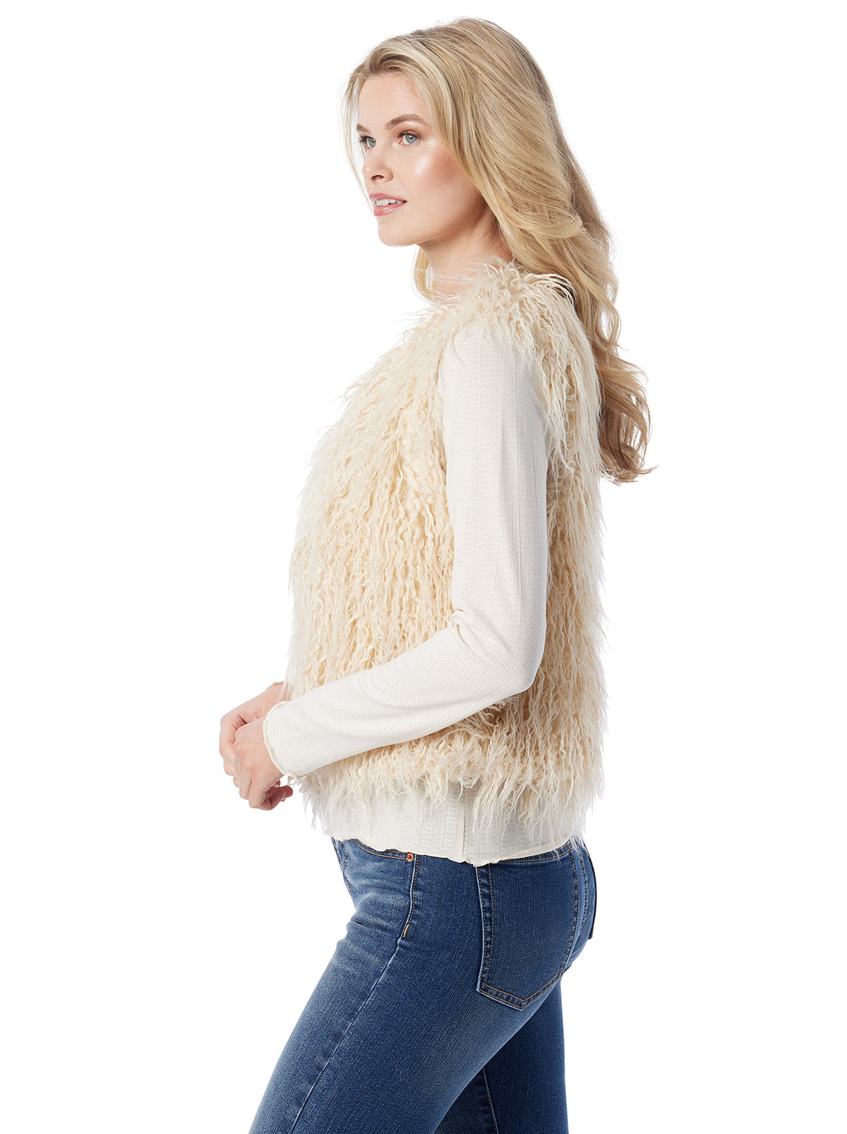 Fur Vest in Gardenia - Jessica Simpson Women