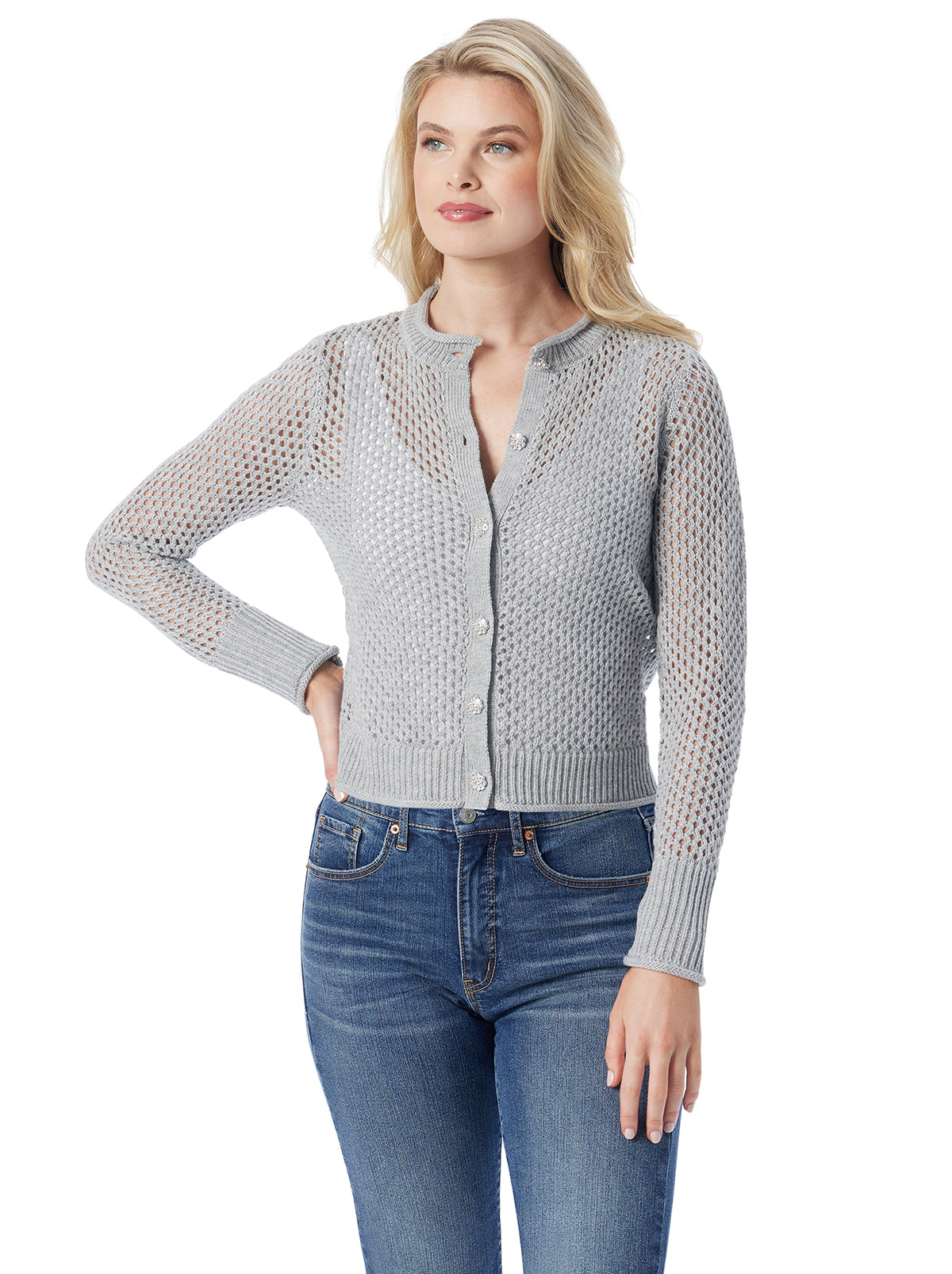 Bianka Cardigan in Metallic Silver - Jessica Simpson Women