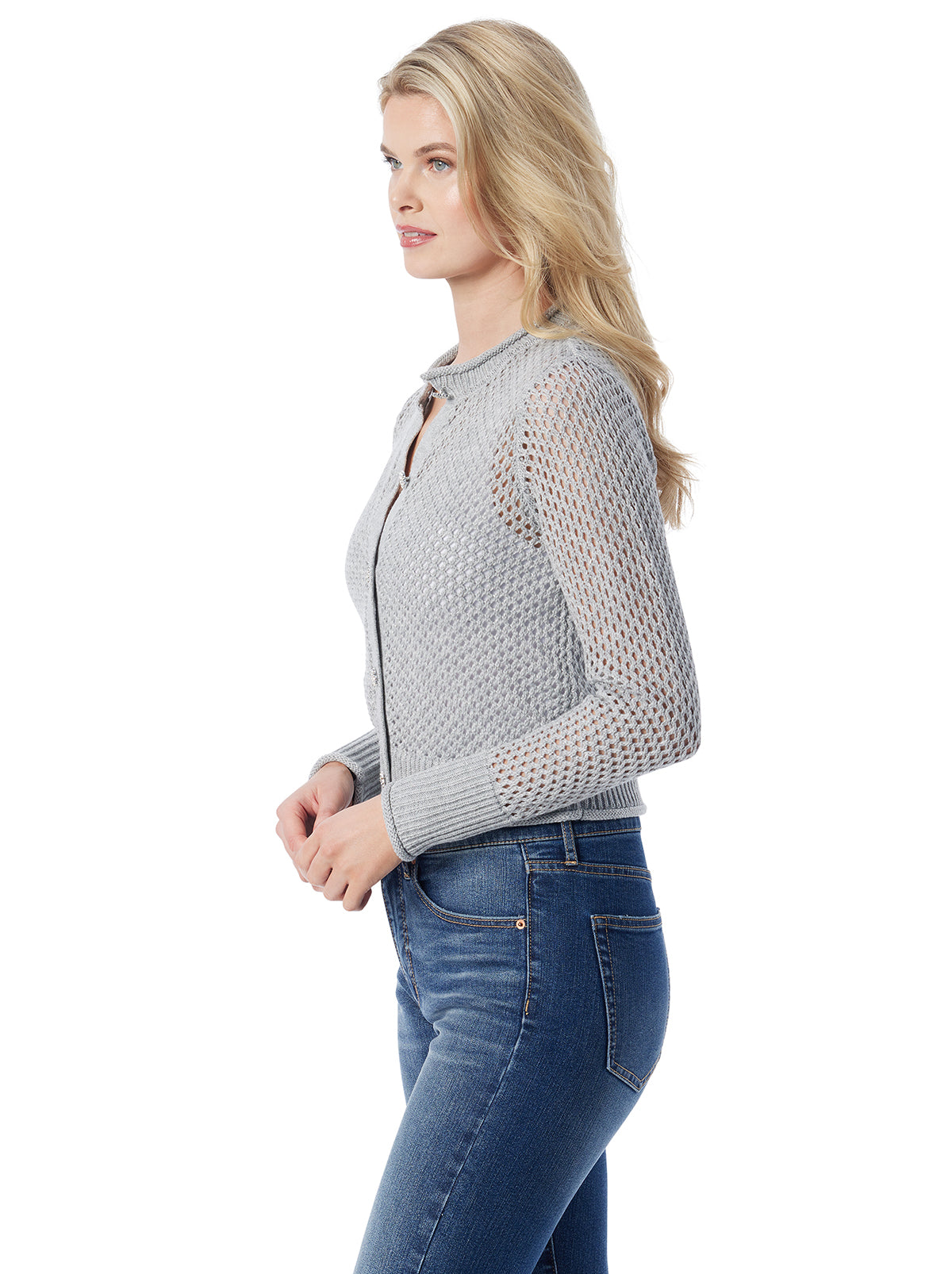 Bianka Cardigan in Metallic Silver - Jessica Simpson Women