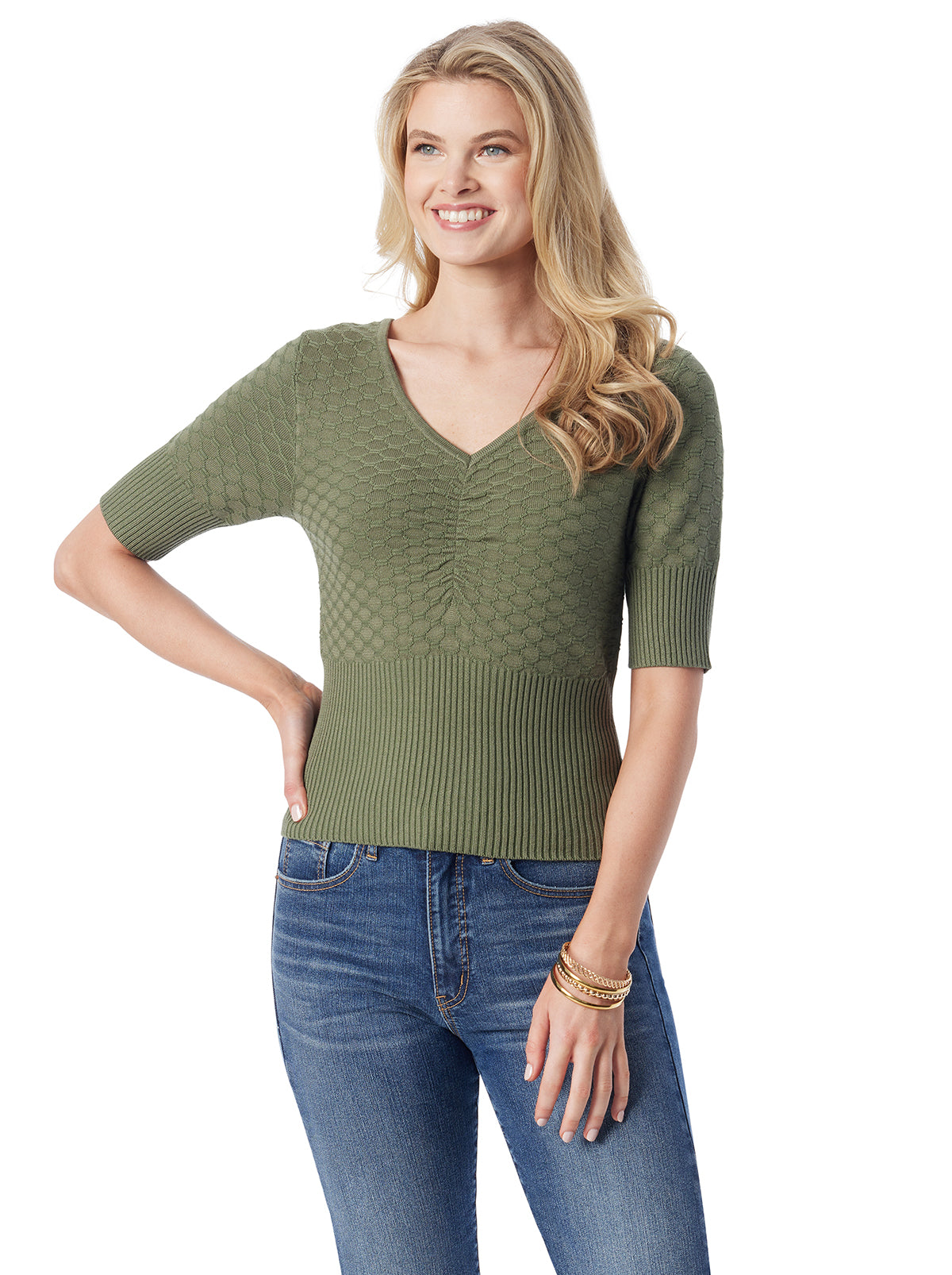 Imani Top in Bronze Green - Jessica Simpson Women