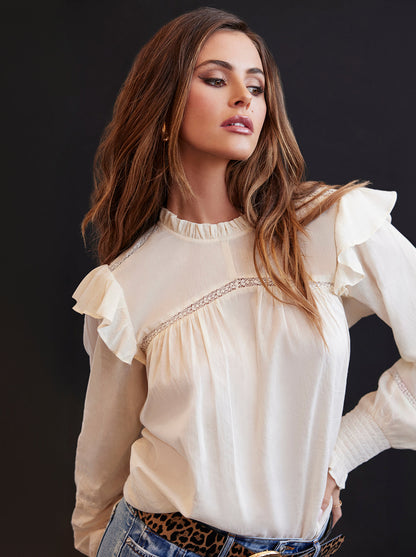 Elsiana Ruffle Top in Parchment - Jessica Simpson Women