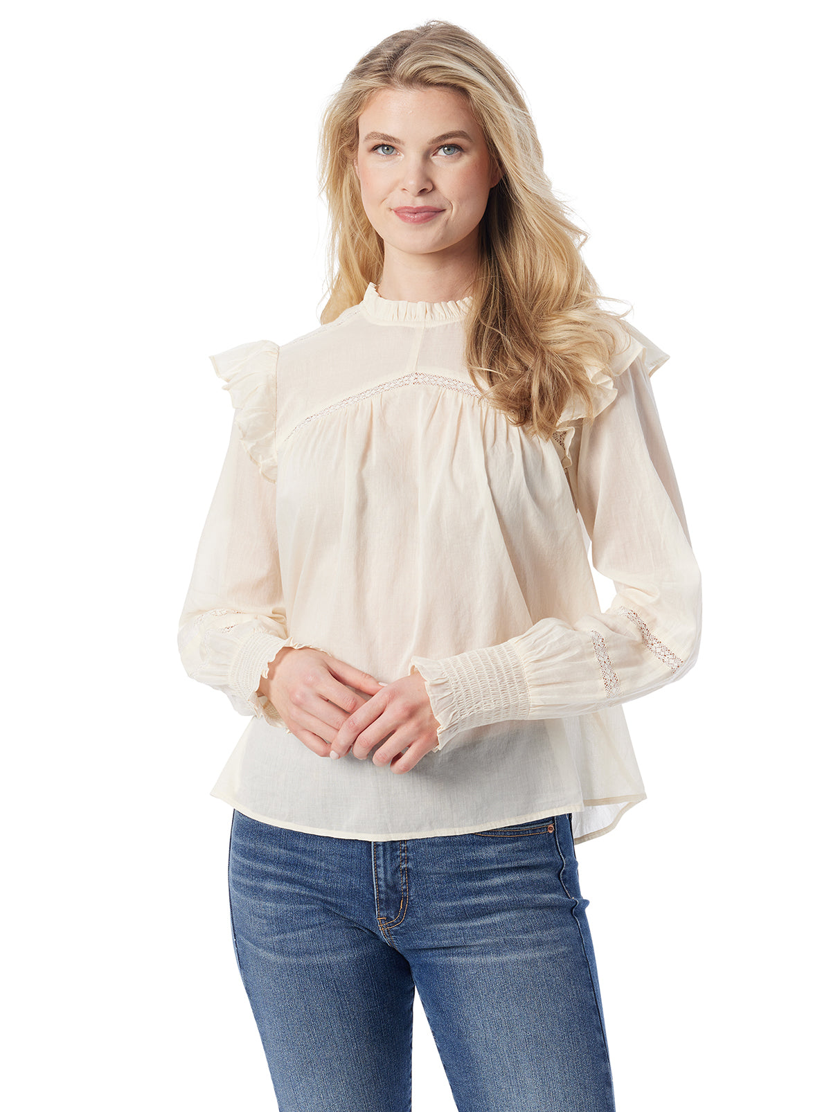 Elsiana Ruffle Top in Parchment - Jessica Simpson Women
