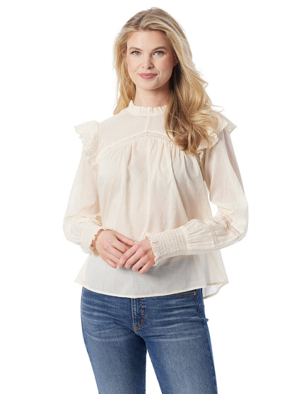 Elsiana Ruffle Top in Parchment - Jessica Simpson Women
