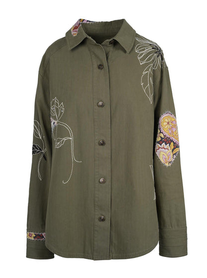 Embellished Shacket in Bronze Green - Jessica Simpson Women