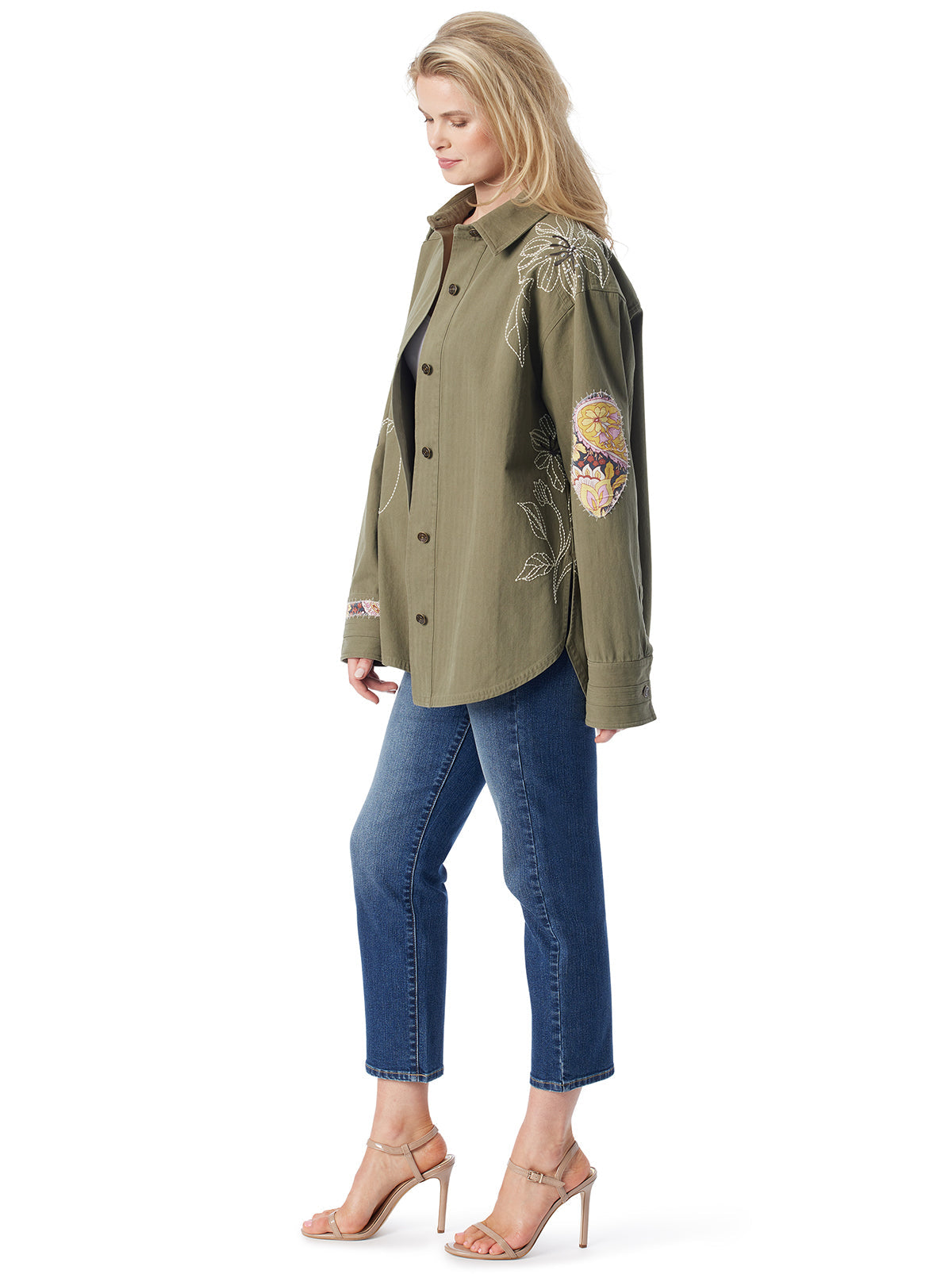 Embellished Shacket in Bronze Green - Jessica Simpson Women