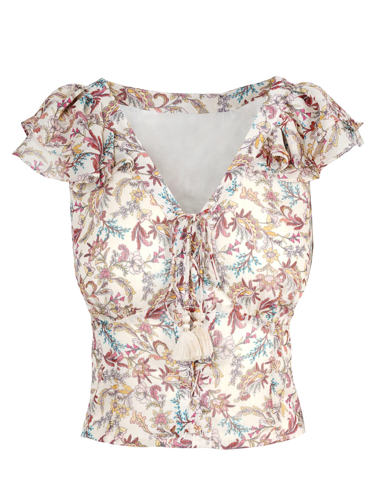 Dixie Cropped Blouse in Cartoon Florals - Jessica Simpson Women