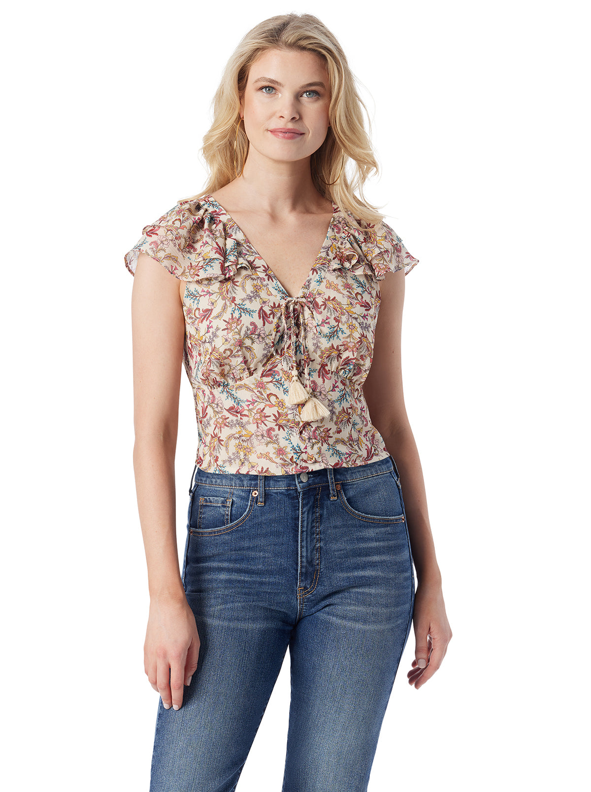 Dixie Cropped Blouse in Cartoon Florals - Jessica Simpson Women