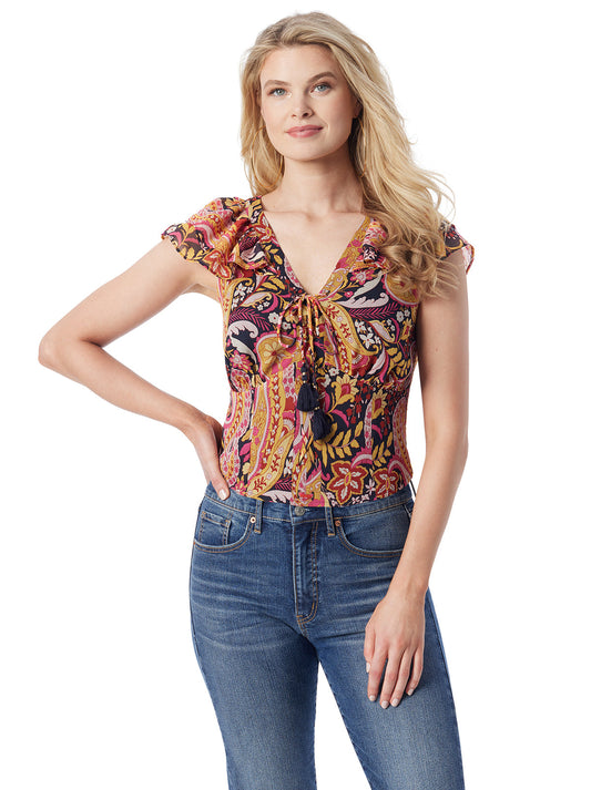 Dixie Cropped Blouse in Paisley World - Jessica Simpson Women