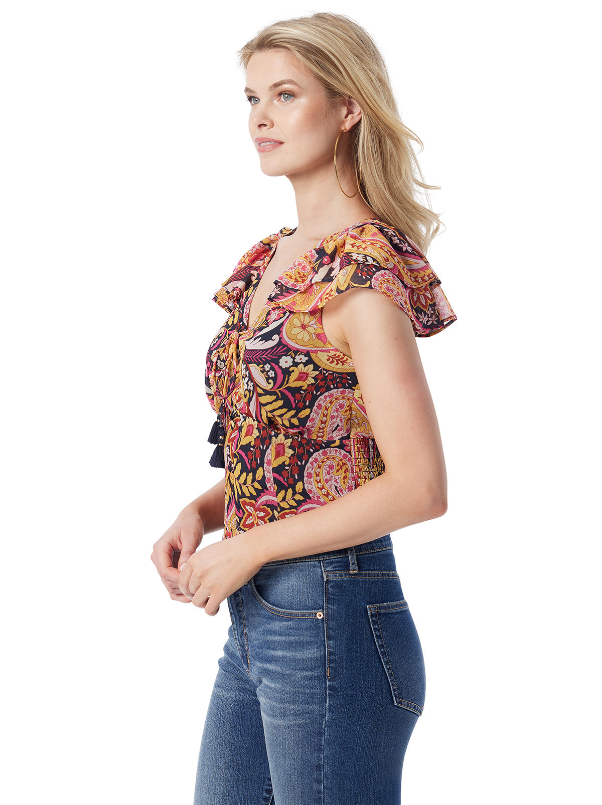 Dixie Cropped Blouse in Paisley World - Jessica Simpson Women